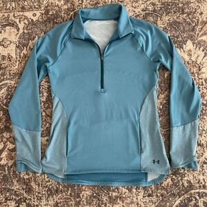 Under Armour blue quarter zip fitted coldgear running shirt Size M